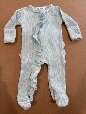 Bella Berry  Light Blue Ruffle Waffle One-Piece for Babies